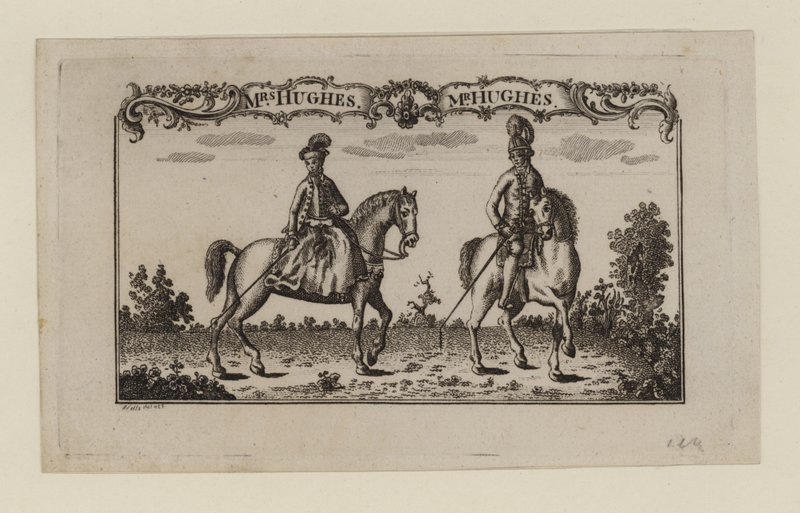 Entertainers equestres, Sra. Hughes e Sr. Hughes, cartão de comércio de English School