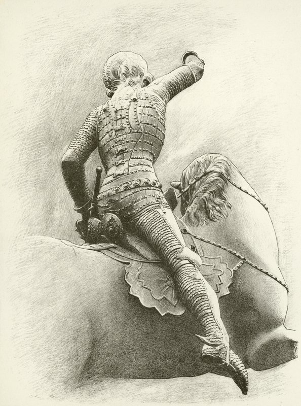 Figura equestre em Praga, Boêmia (gravura) de English School