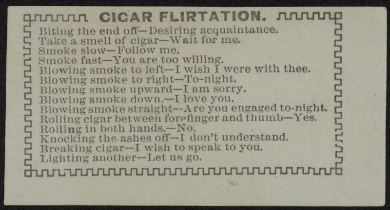 Cartão de acompanhantes intitulado Cigar Flirtation de English School