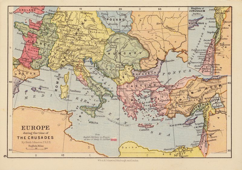 A Europa no tempo das Cruzadas (litografia a cores) de English School