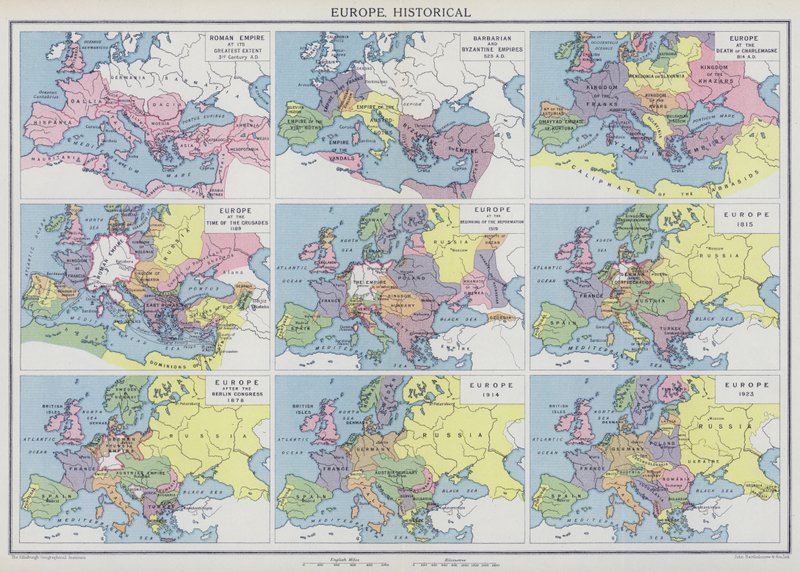 Europa, histórico (litografia a cores) de English School