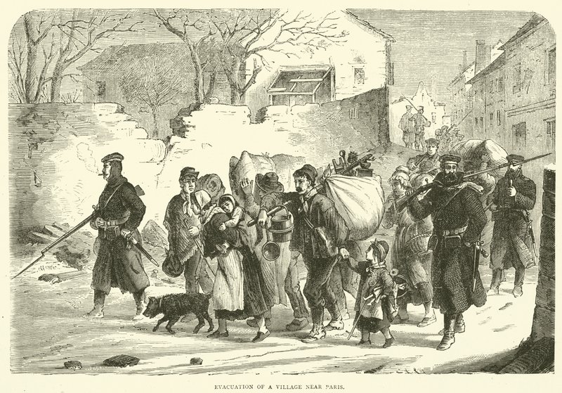 Evacuação de uma aldeia perto de Paris, dezembro de 1870 de English School