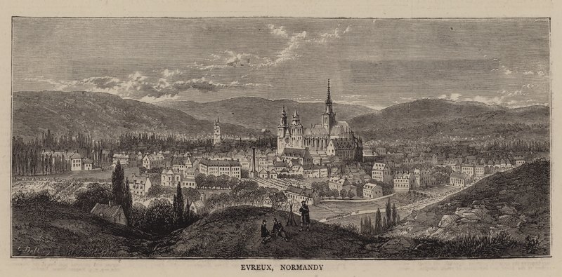 Evreux, Normandia (gravura) de English School
