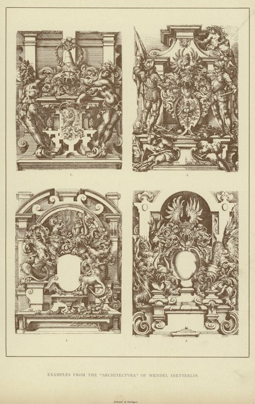 Exemplos do "Architectvra" de Wendel Dietterlin (litho) de English School