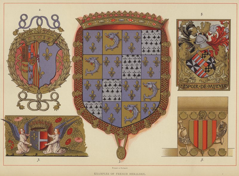 Exemplos de Heráldica Francesa (cor litho) de English School
