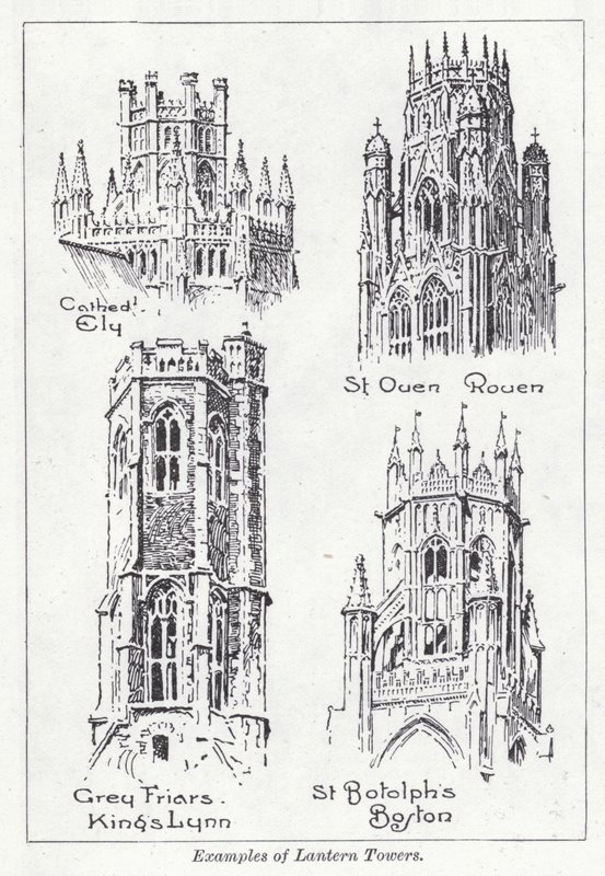 Exemplos de torres de lanternas (litho) de English School