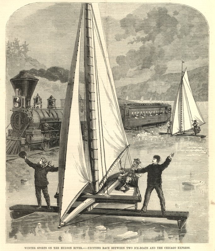 Corrida emocionante entre dois barcos de gelo e o Chicago Express de English School