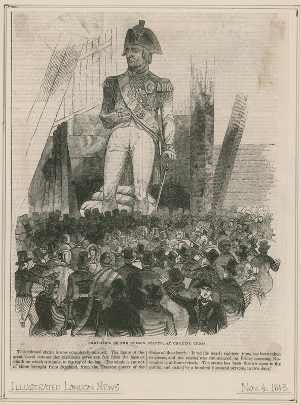 Exposição da estátua de Nelson em Charing Cross de English School