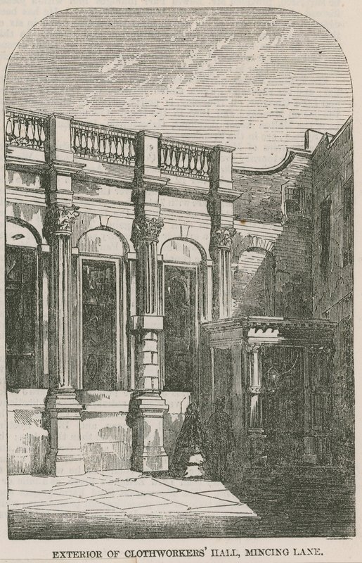 Exterior, clothworkers, corredor, mincing, pista, londres de English School