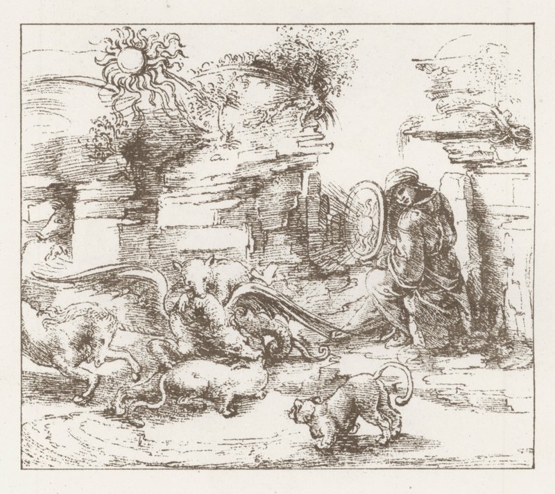 Fac-símile de um Estudo de Leonardo da Vinci (gravura) de English School