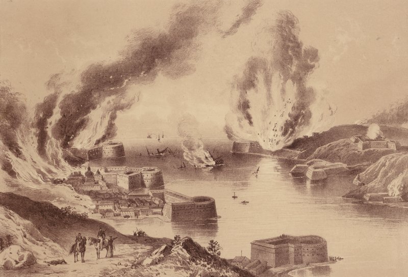 Queda de Sebastopol, Guerra da Crimeia (litografia) de English School