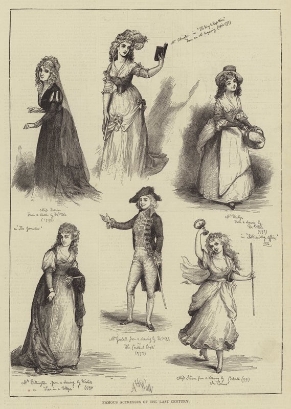 Famosas atrizes do século passado (gravura) de English School