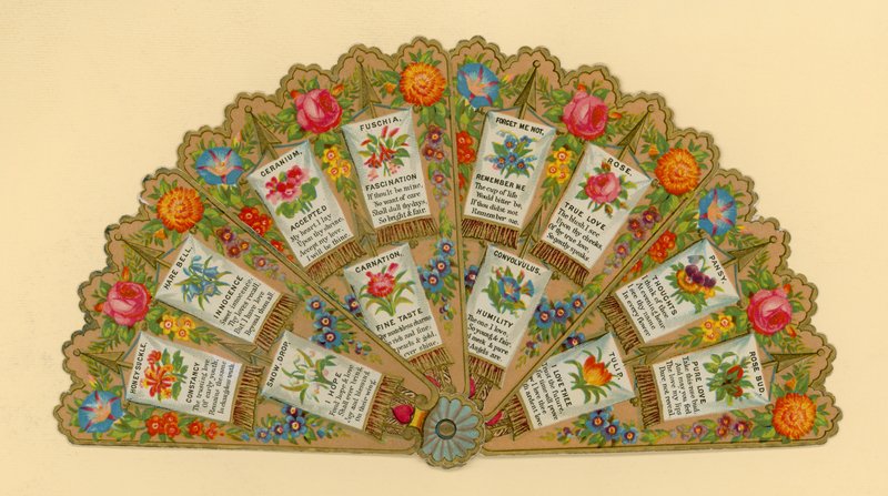 Fan, dando simbolismo de flores de English School