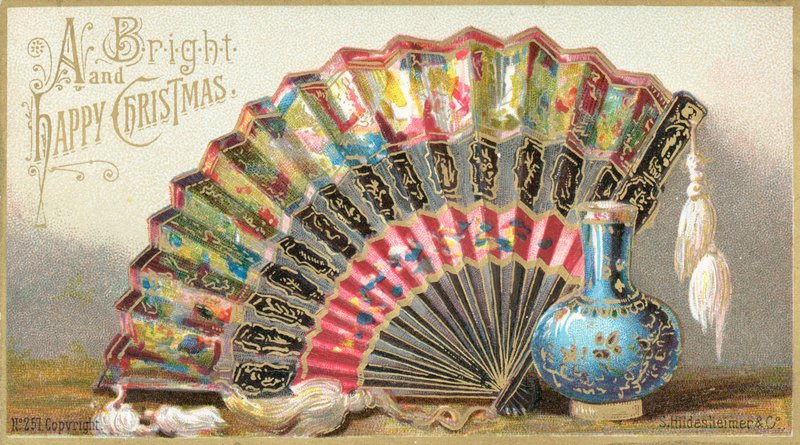 Ventilador com caso, cartão de natal de English School