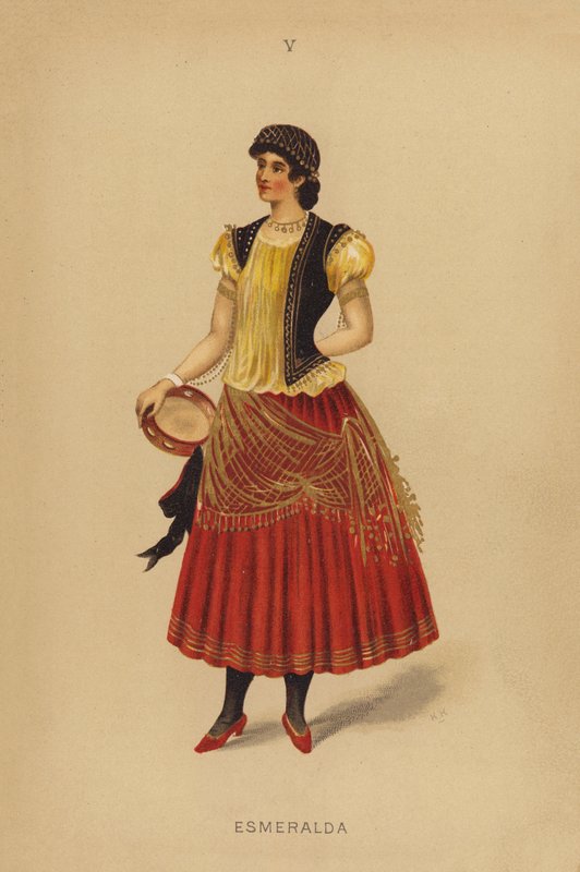 Fatos de fantasia: Esmeralda (litografia a cores) de English School