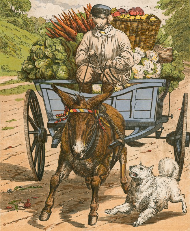 Agricultor Grunter indo ao mercado em Hog Snorton (lito a cores) de English School