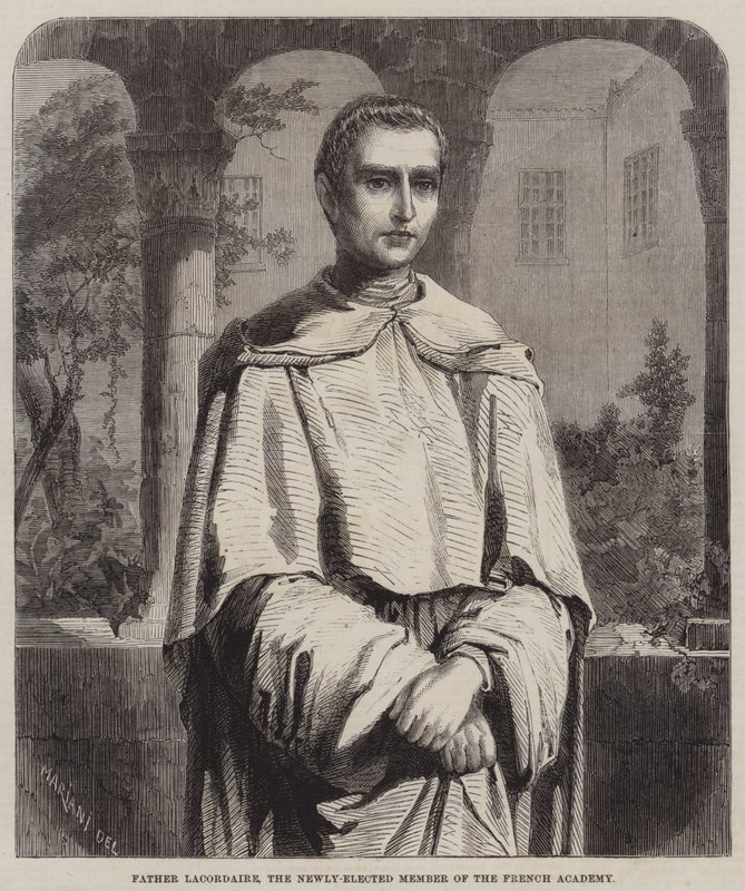 Padre Lacordaire, o recém-eleito membro da Academia Francesa (gravura) de English School