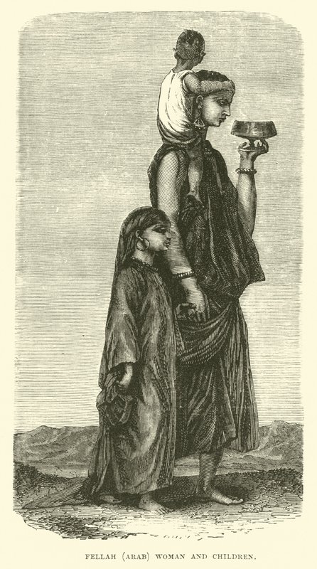 Fellah, mulher e crianças árabes de English School