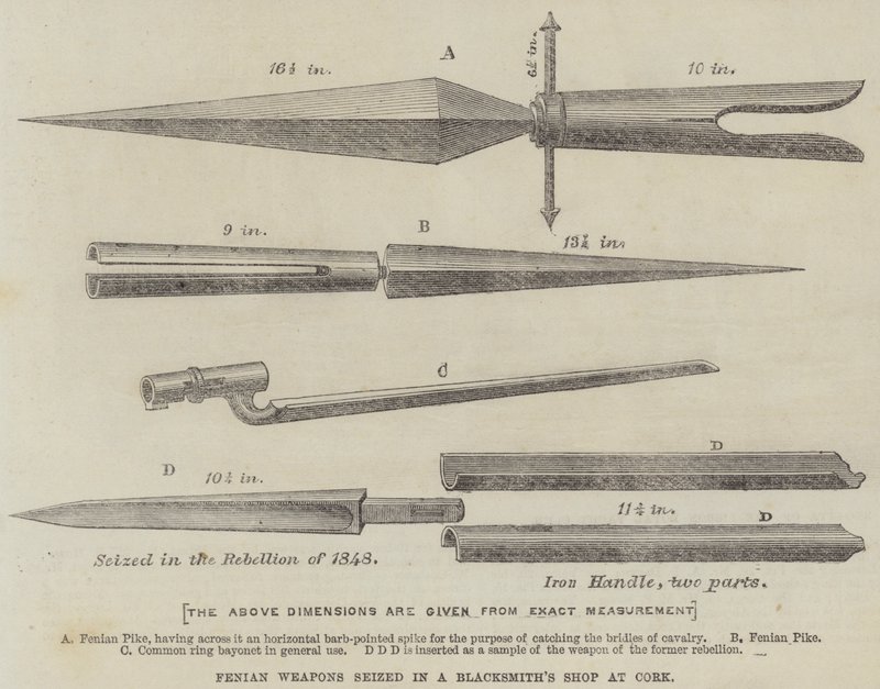 Armas Fenianas apreendidas numa loja de ferreiro em Cork (gravura) de English School