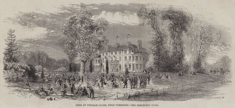 Fete at Denham Court, perto de Uxbridge (gravura) de English School