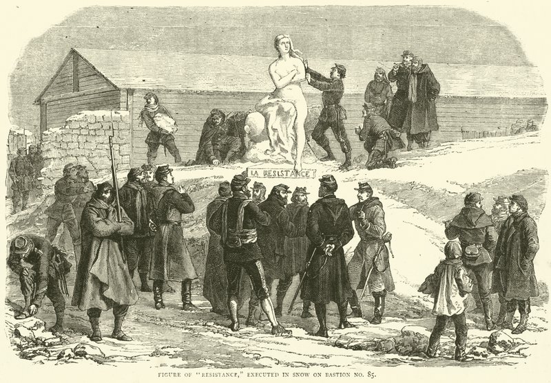 Figura de Resistência, executada em neve no Bastião n ° 85, dezembro de 1870 de English School