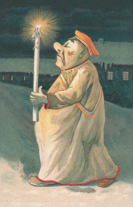 Figura de um homem segurando uma vela alta de English School