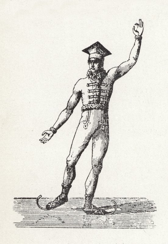 Figura, de, um, homem, patinação gelo de English School