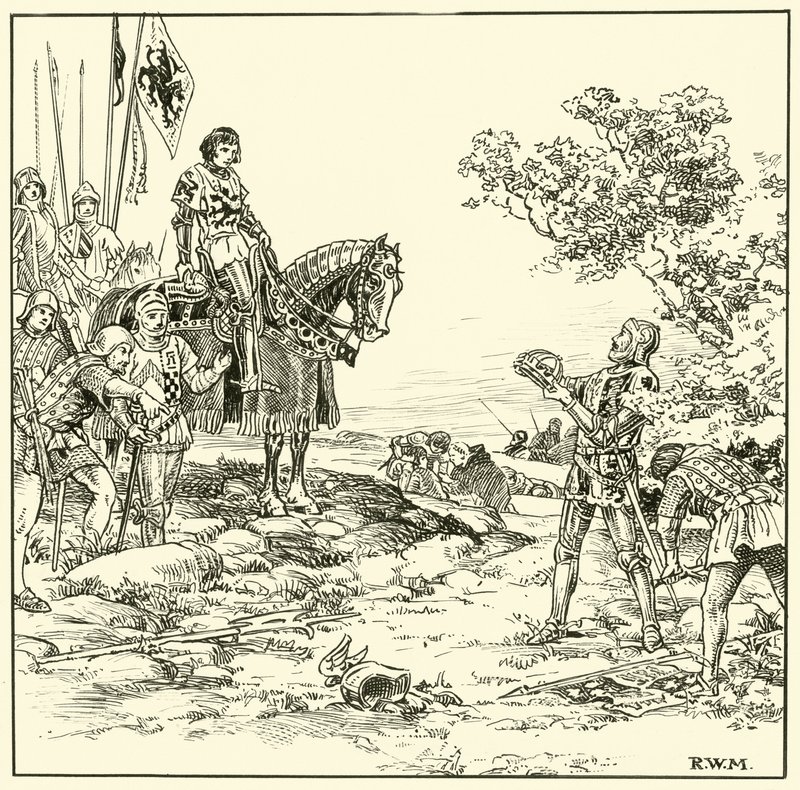 Encontrando a coroa em Bosworth (tinta no papel) de English School