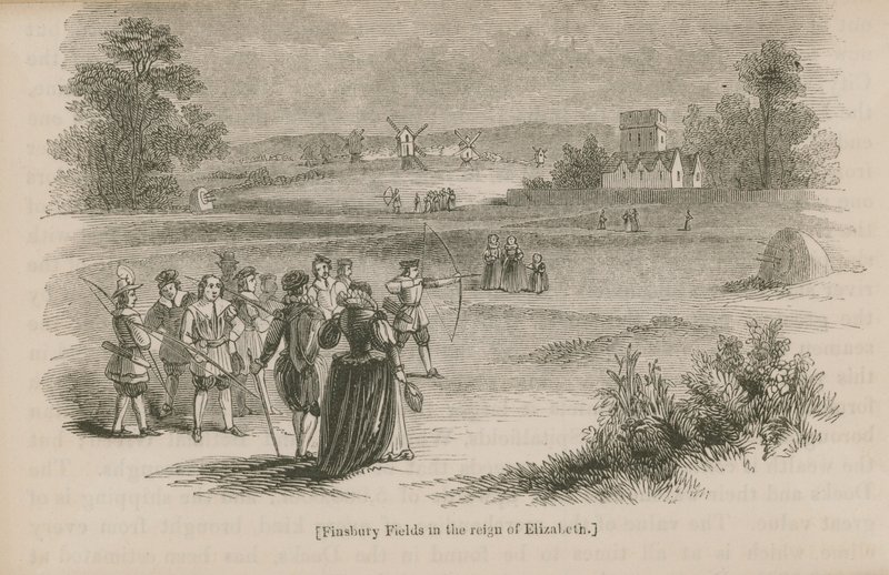 Finsbury Fields no reinado da rainha Elizabeth I de English School