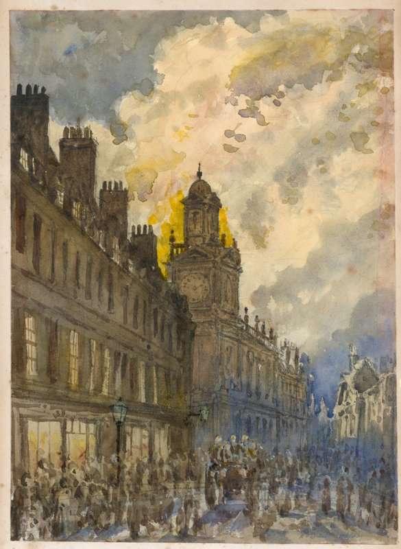 Incêndio em Grays Inn Lane, Londres, 20 de junho de 1880 (wc no papel) de English School