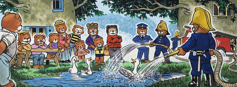 Bombeiros de pulverização de patos de English School