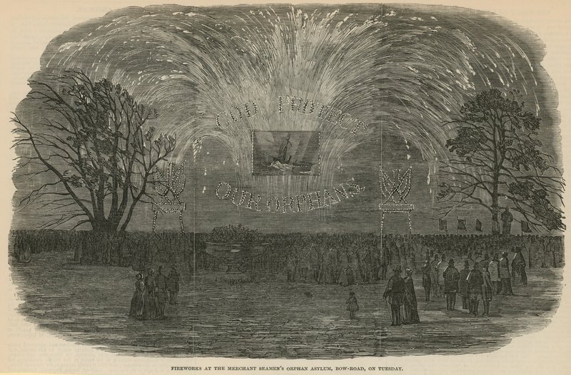 Fogos de artifício no Merchant Seamens Orphan Asylum de English School