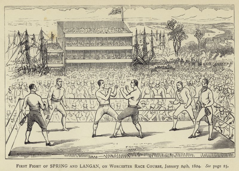 Primeira luta da primavera e Langan, em Worcester Race Course, 24 de janeiro de 1824 de English School