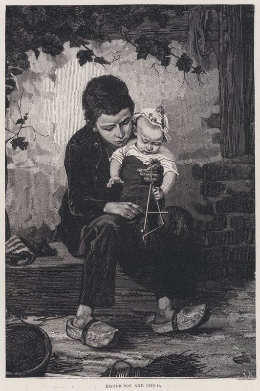 Fisher Boy and Child (gravura) de English School
