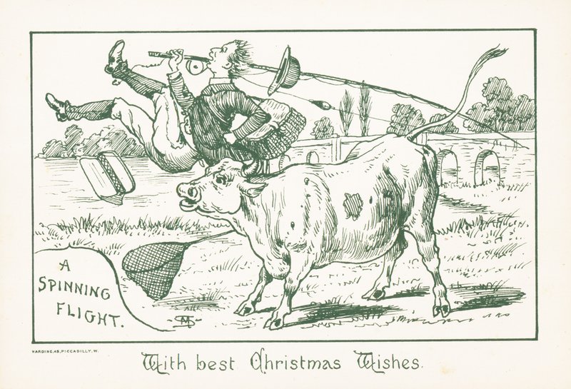 Pescador jogado por Bull, cartão de Natal de English School