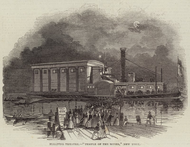 Teatro Flutuante, "Temple of the Muses", Nova York (gravura) de English School