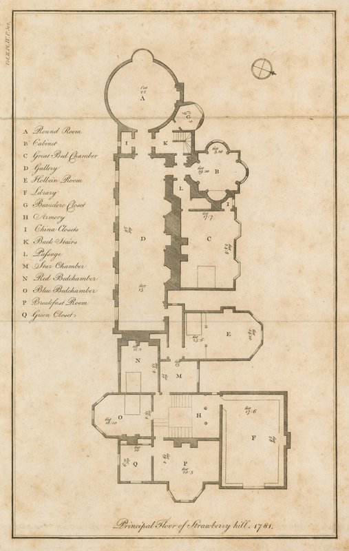 Planta baixa do piso principal, Strawberry Hill, Londres de English School