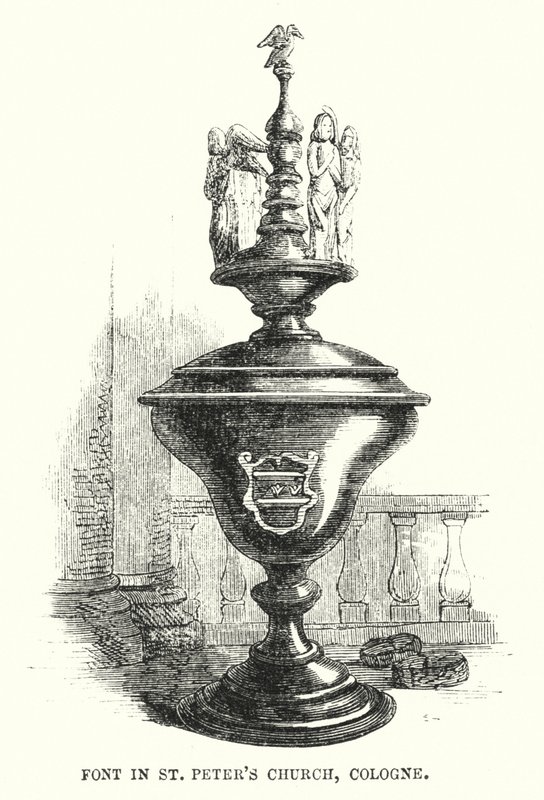 Fonte na Igreja de São Pedro, Colónia (gravura) de English School