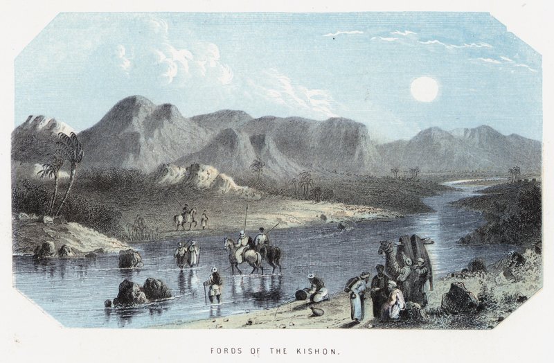 Fords of the Kishon (gravura colorida) de English School