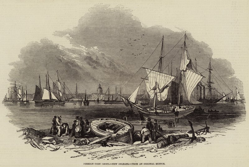 Portos de Milho Estrangeiros, Nova Orleans (gravura) de English School