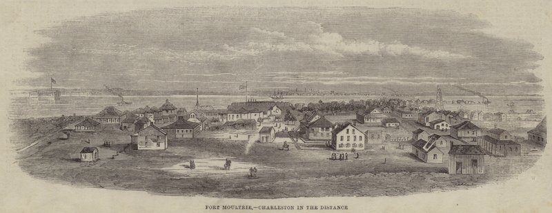 Fort Moultrie, Charleston na Distância (gravura) de English School