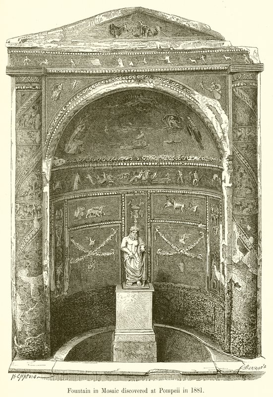 Fonte em Mosaico descoberto em Pompéia em 1881 de English School