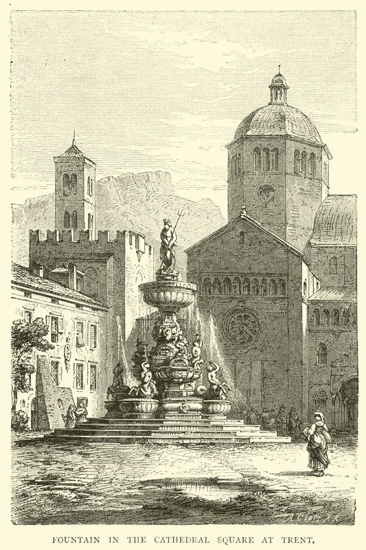 Chafariz, em, a, catedral, quadrado, em, trent de English School