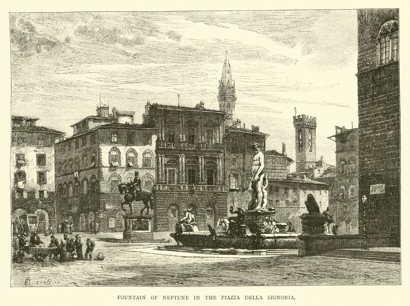 Fonte de Netuno na Piazza della Signoria de English School