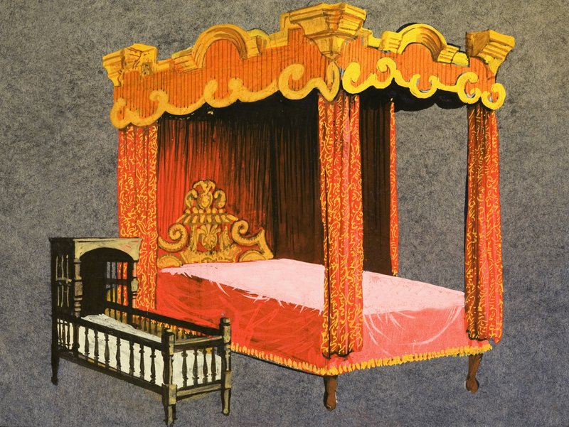 Cama de dossel e berço de English School