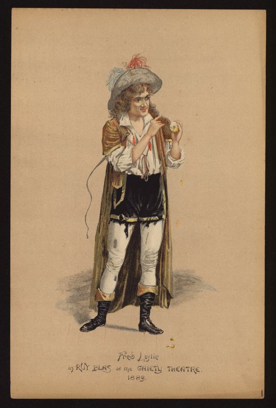 Fred Leslie, actor e cantor inglês (cor litho) de English School