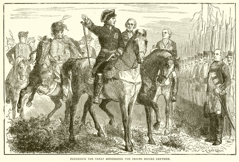 Frederico, o Grande, dirigindo-se às tropas antes de Leuthen de English School
