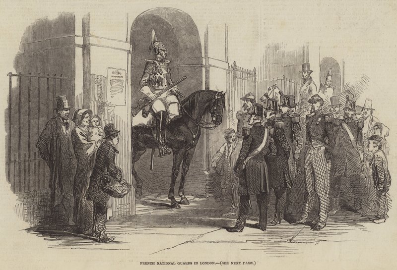 Guardas Nacionais Francesas em Londres (gravura) de English School