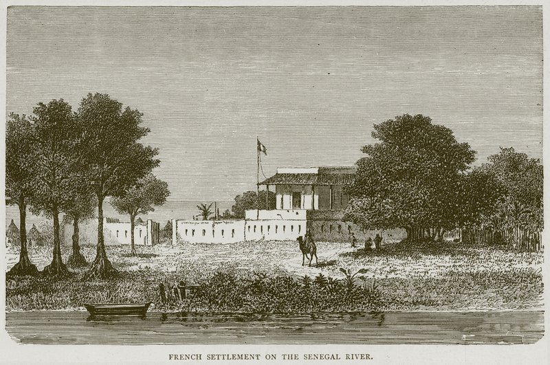 Colonização francesa no rio Senegal, ilustração de viagens ilustradas, c.1880 de English School