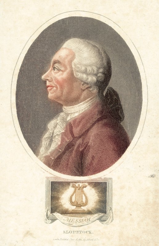 Friedrich Gottlieb Klopstock, poeta alemão (gravura colorida) de English School